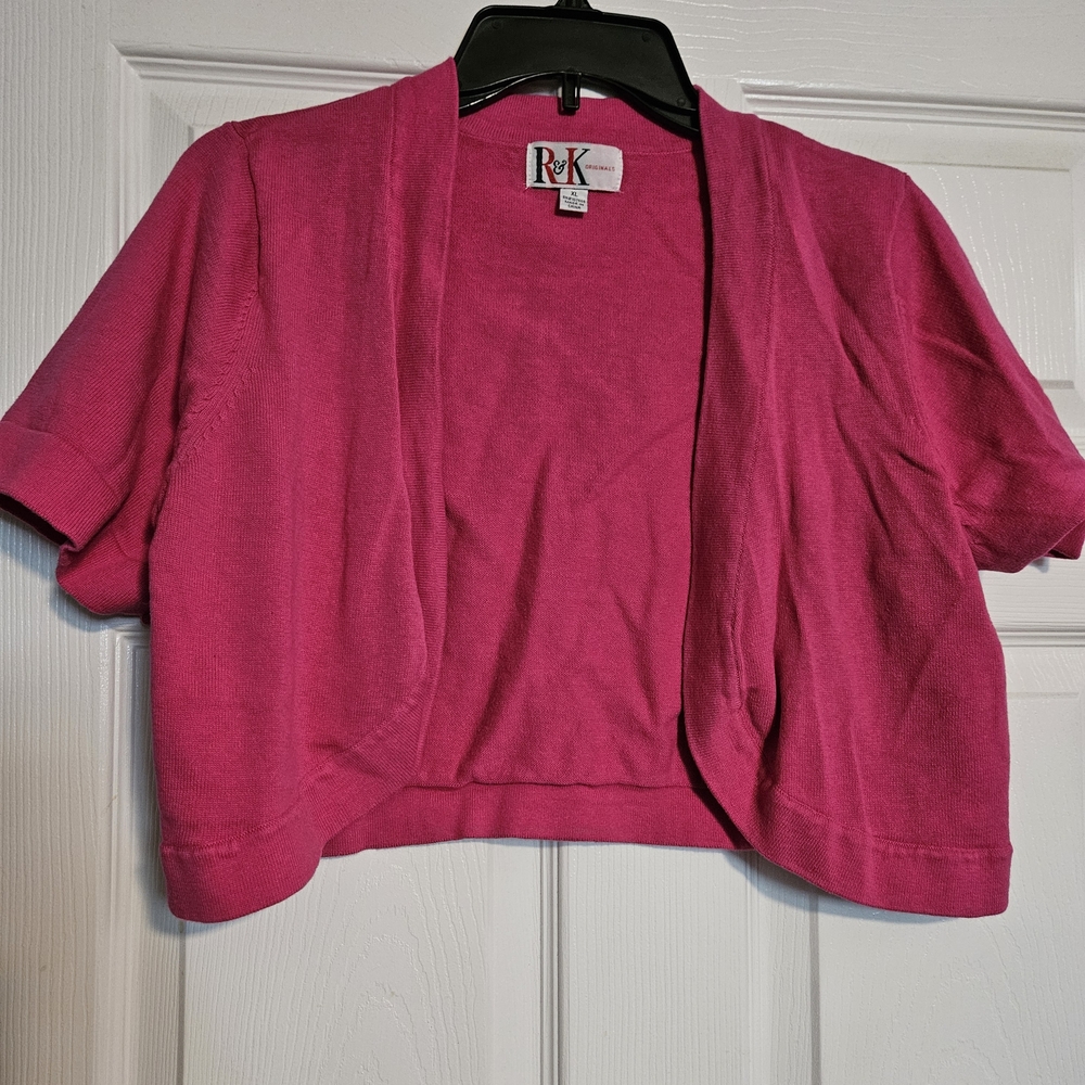 Pink R&K Cropped Cardigan